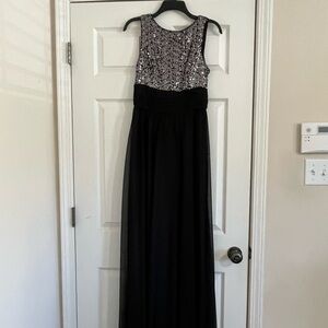 Jessica Howard Black Gown with Silver Sequin Bodice